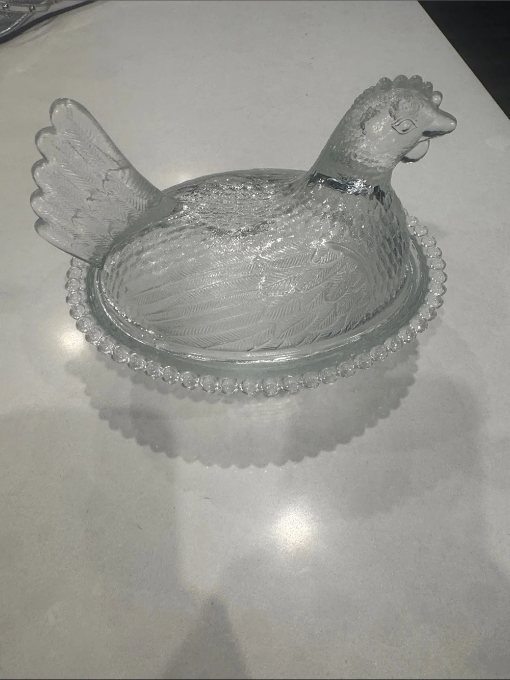 Vintage Indiana Clear Glass Hen on Nest